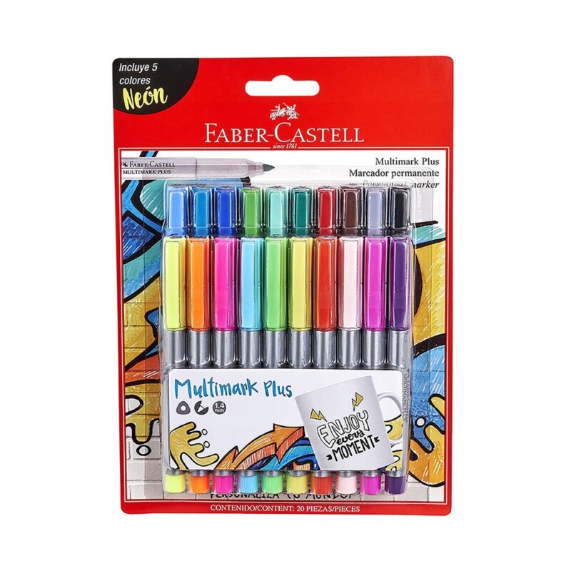 Marcador Faber Castell permanente Multimark plus blisterx20