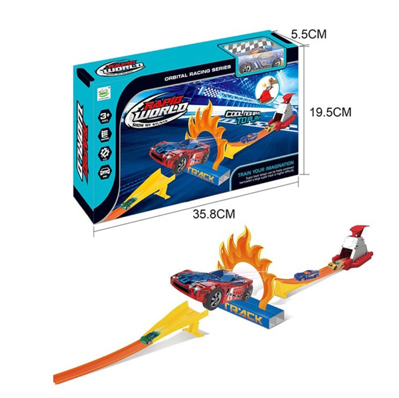 Lanzador con auto en caja track Rapid world