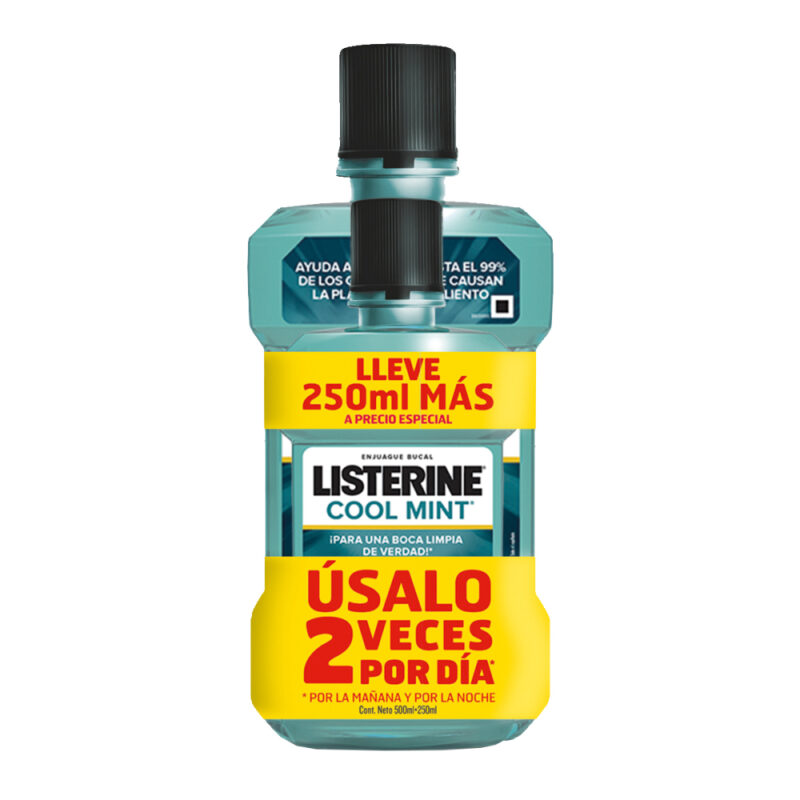 Pk.enjuague bucal Listerine coolmint 500ml+250ml