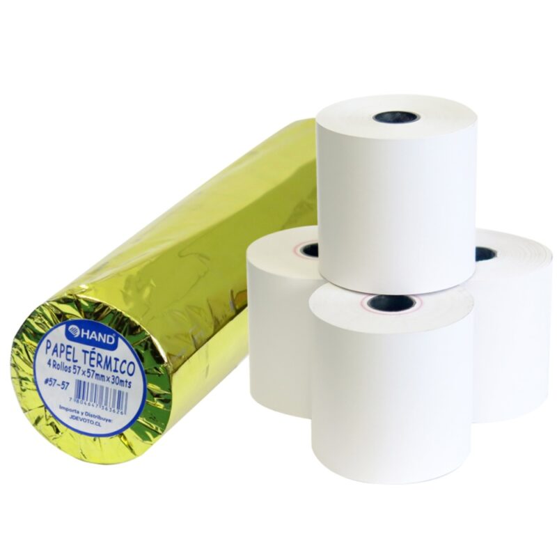 Papel termico set 4 rollos Hand 57mm x 30mt