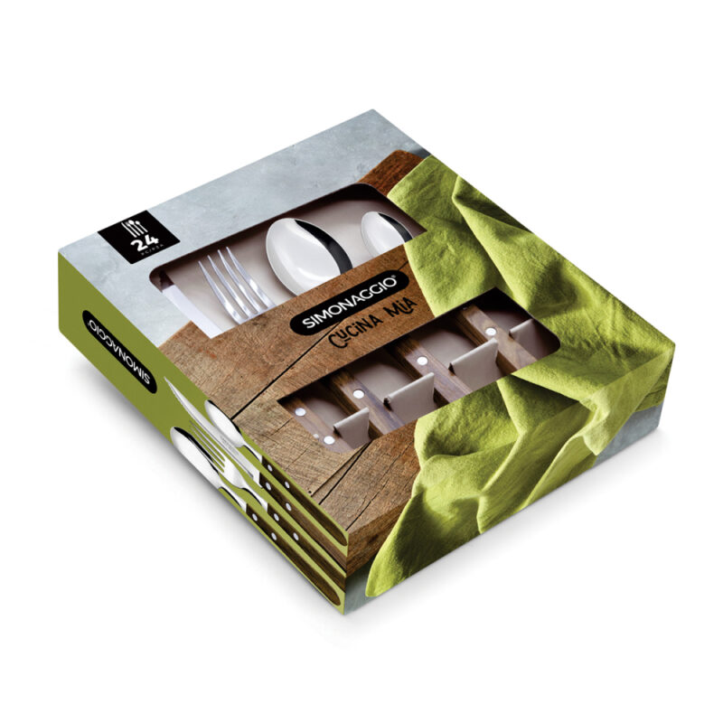 Juego de cubiertos Simonnagio 24 piezas madera Cucina mia