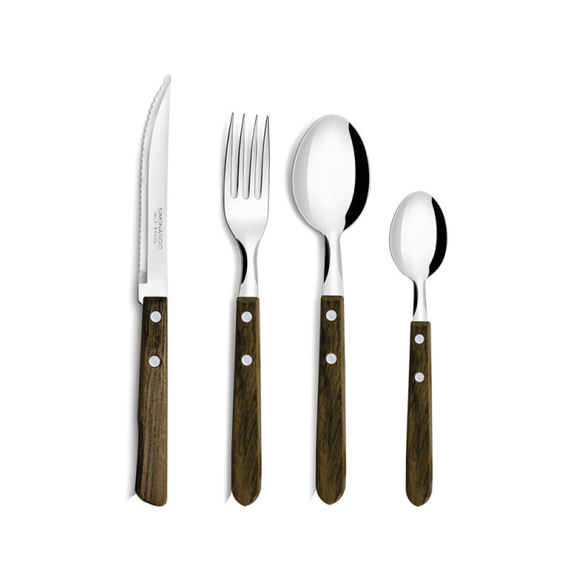 Juego de cubiertos Simonnagio 24 piezas madera Cucina mia