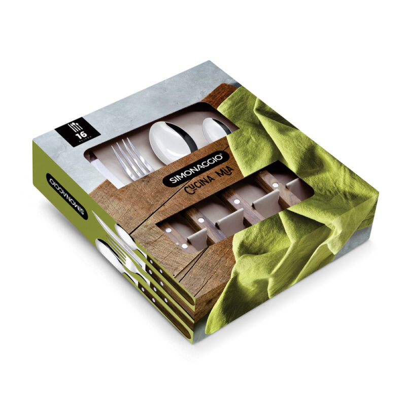 Juego de cubiertos Simonnagio 16 piezas madera Cucina mia