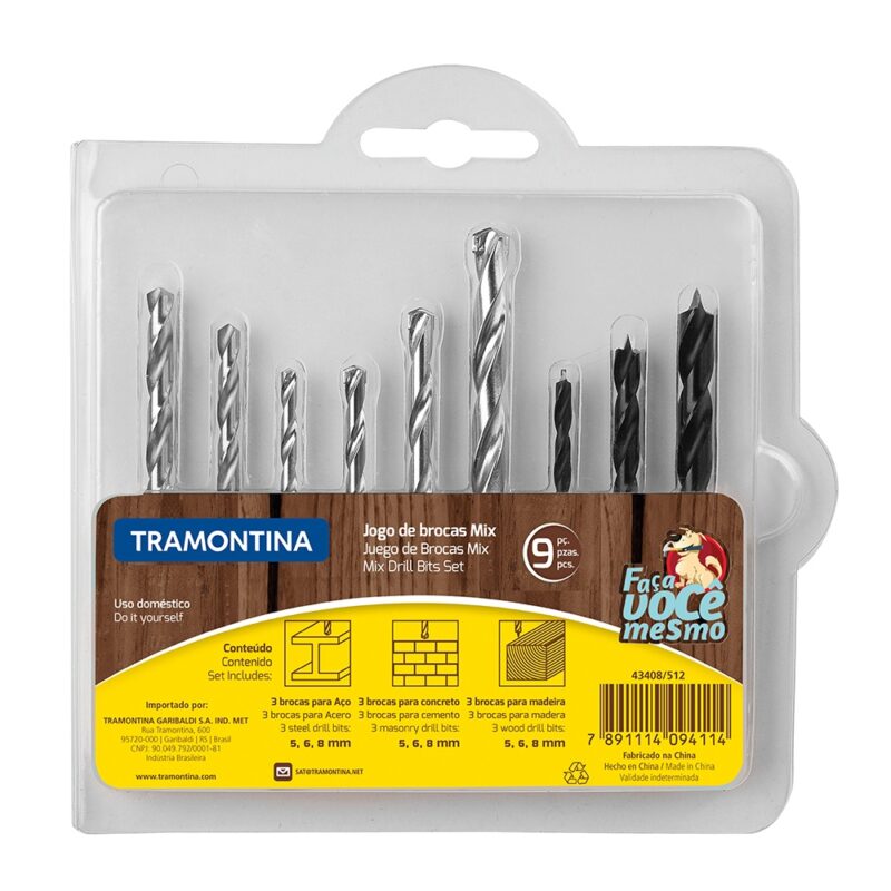 Juego de brocas Tramontina mix madera y cemento 9 piezas