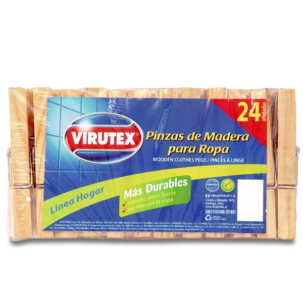 Pinzas de madera para Ropa Virutex x24ud