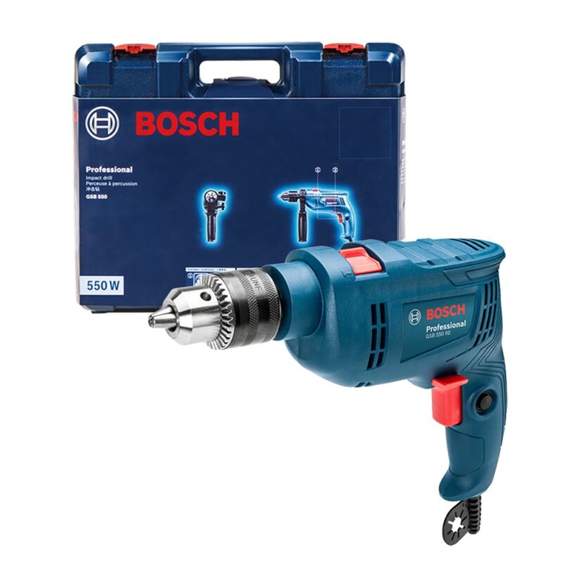 Taladro percutor Bosch GSB 550 RE+ mango + maletin