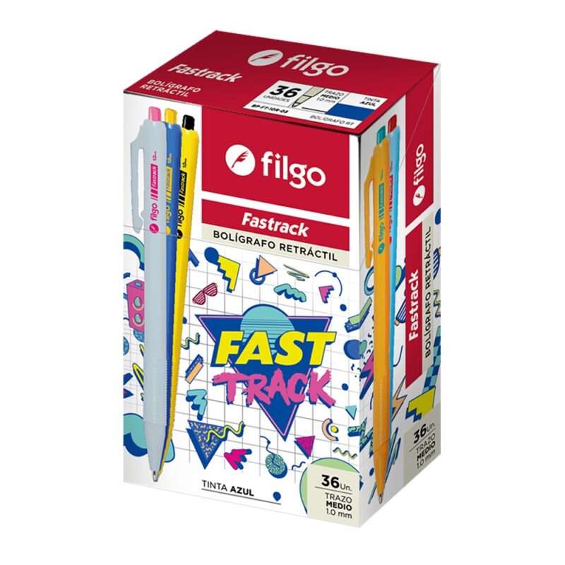 Bolígrafo retráctil Fastrack 1.0 / Caja 36 azul (Vta x Un)