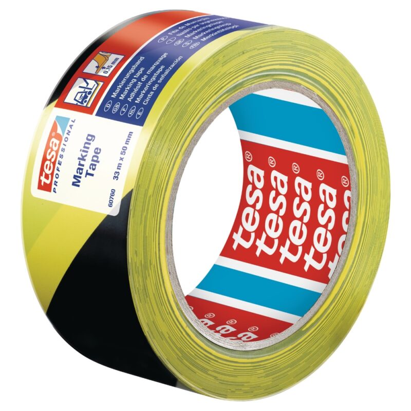 Cinta delimitadora Tesa negro amarilla 33mt x 50mm
