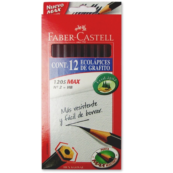 Lápiz grafito Faber-Castell n°2 hexagonal x12ud