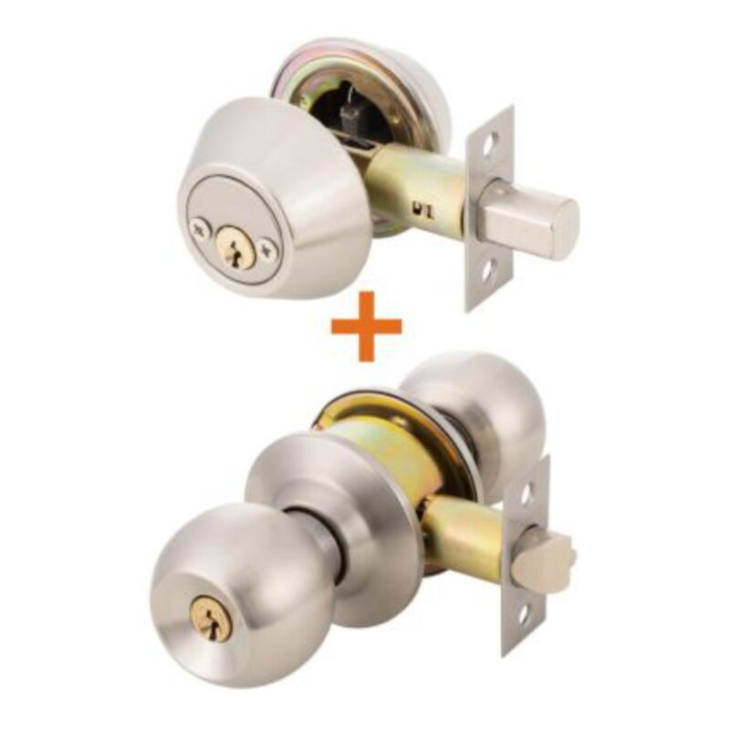 Cerradura cilindrica Oister + cerrojo tubular inox