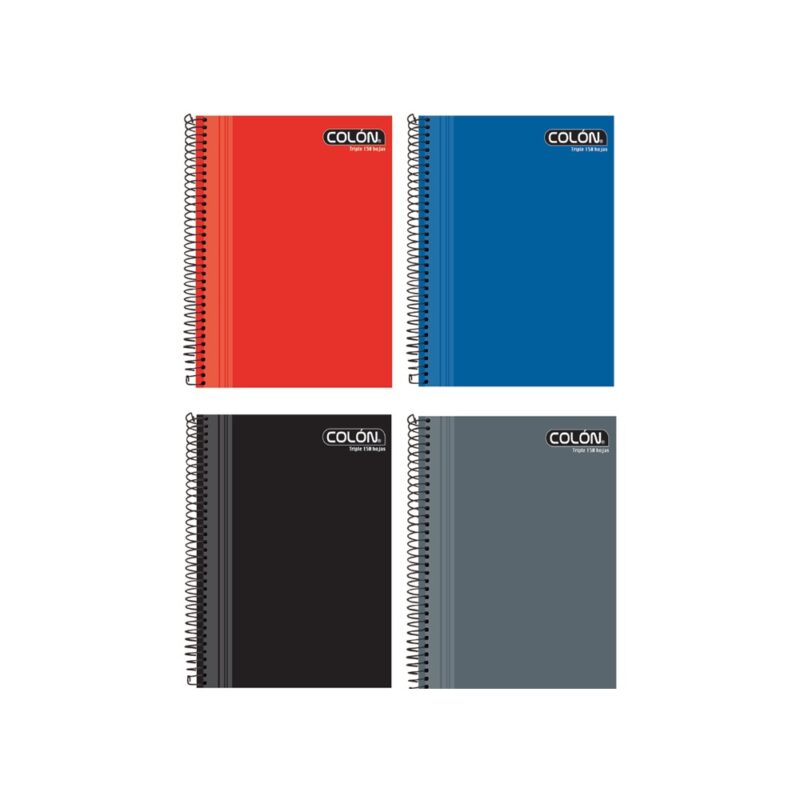 Cuaderno triple Colon Liso    150Hj x4ud