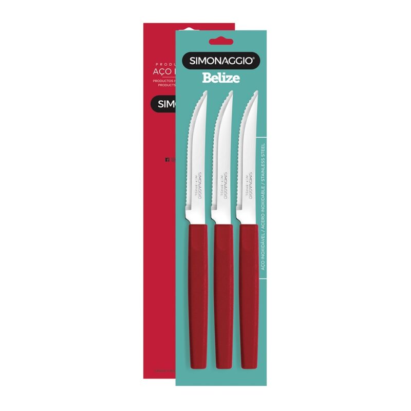 Cuchillos para carne Simonnagio 3 piezas rojo Belize