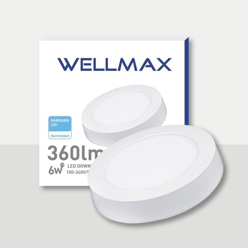 Paflon led sobrepuesto Wellmax 6w redondo luz fria