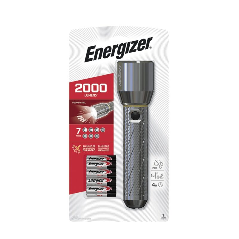 Linterna Energizer MTL 2000 lumens metal+ 9 pilas AAA