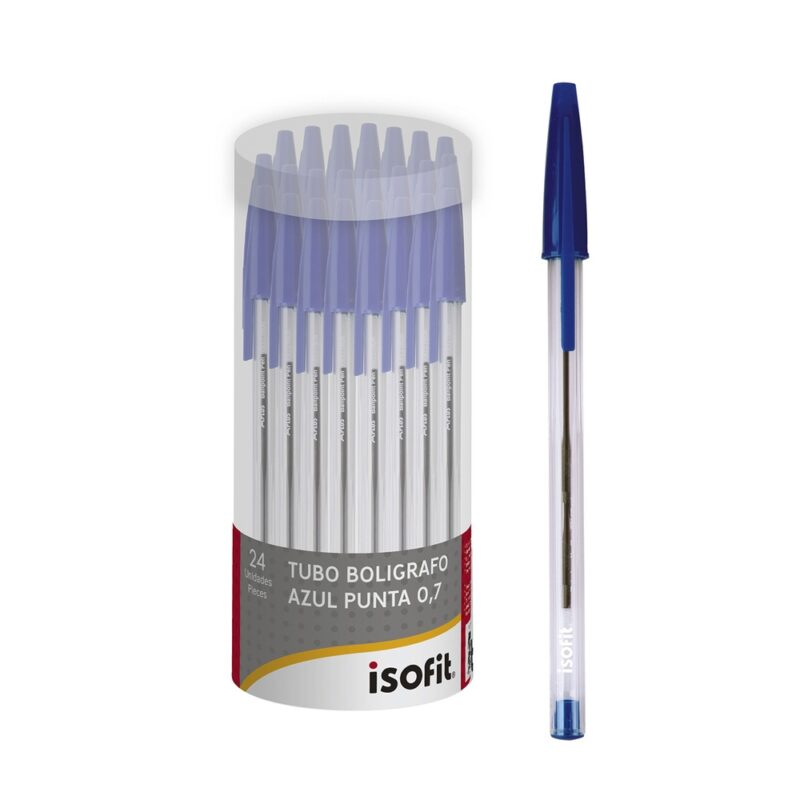 Tubo boligrafo azul Isofit 0,7mm x 24ud