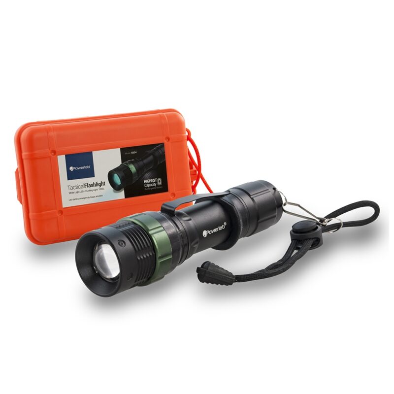 Linterna Powerlab led tactica zoom 1000 lumens blanca