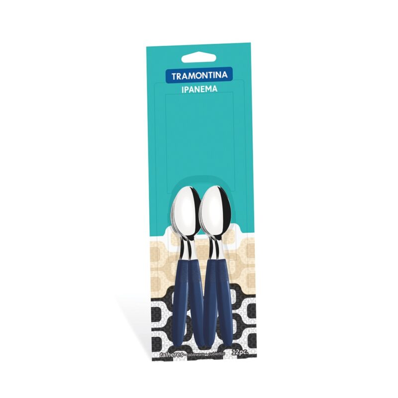 Set cuchara té Tramontina Ipanema mango plástico azul x12ud