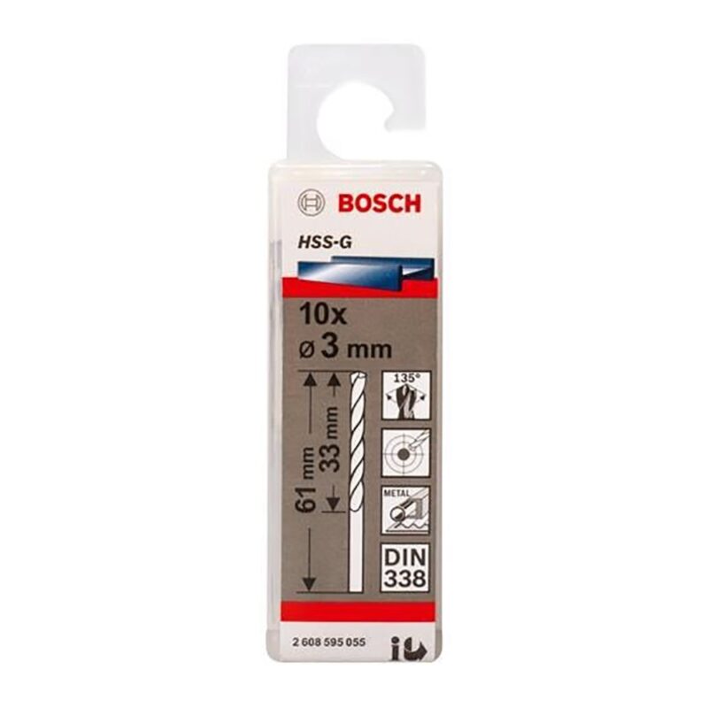 Broca de metal Bosch 3mm HSS-G display x10ud
