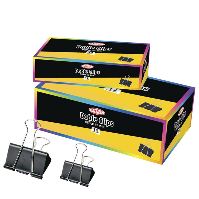 Doble clips Artel office 32mm  caja de 12ud