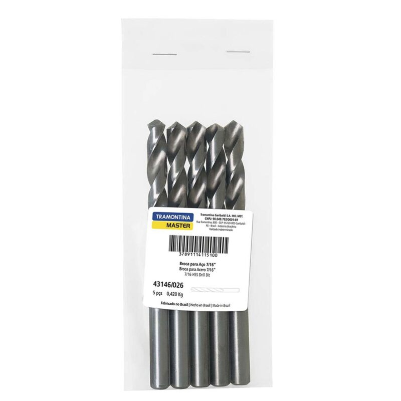 Broca para acero Tramontina 9.0 x 125mm 5u