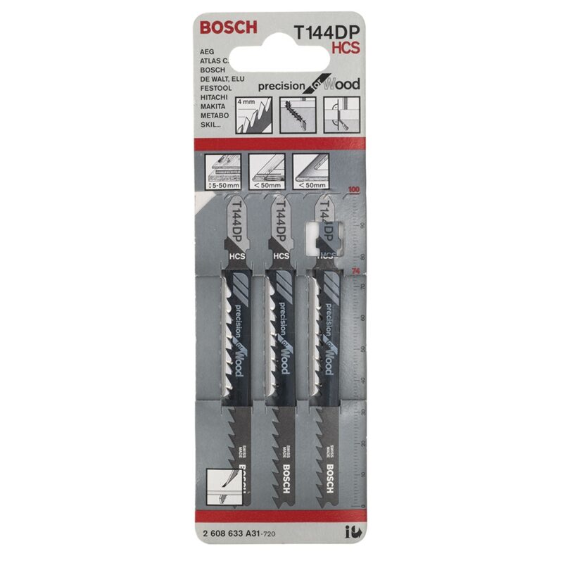 Hoja de calar Bosch corte en madera x 3u T144DP