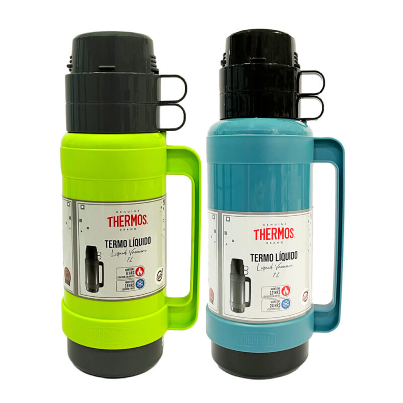 Termo Thermos plastico y vidrio 1lt colores
