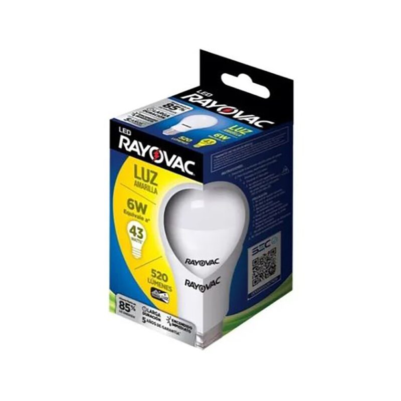 Ampolleta Led Rayovac luz amarilla 6W (43W)