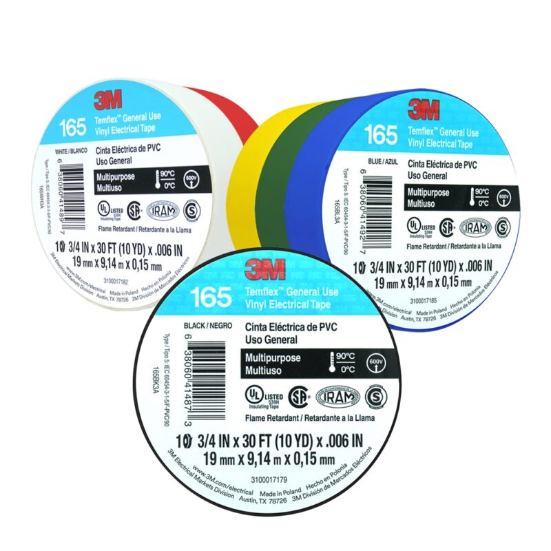 Cinta electrica Temflex 165 3M 19mm x 9mt colores