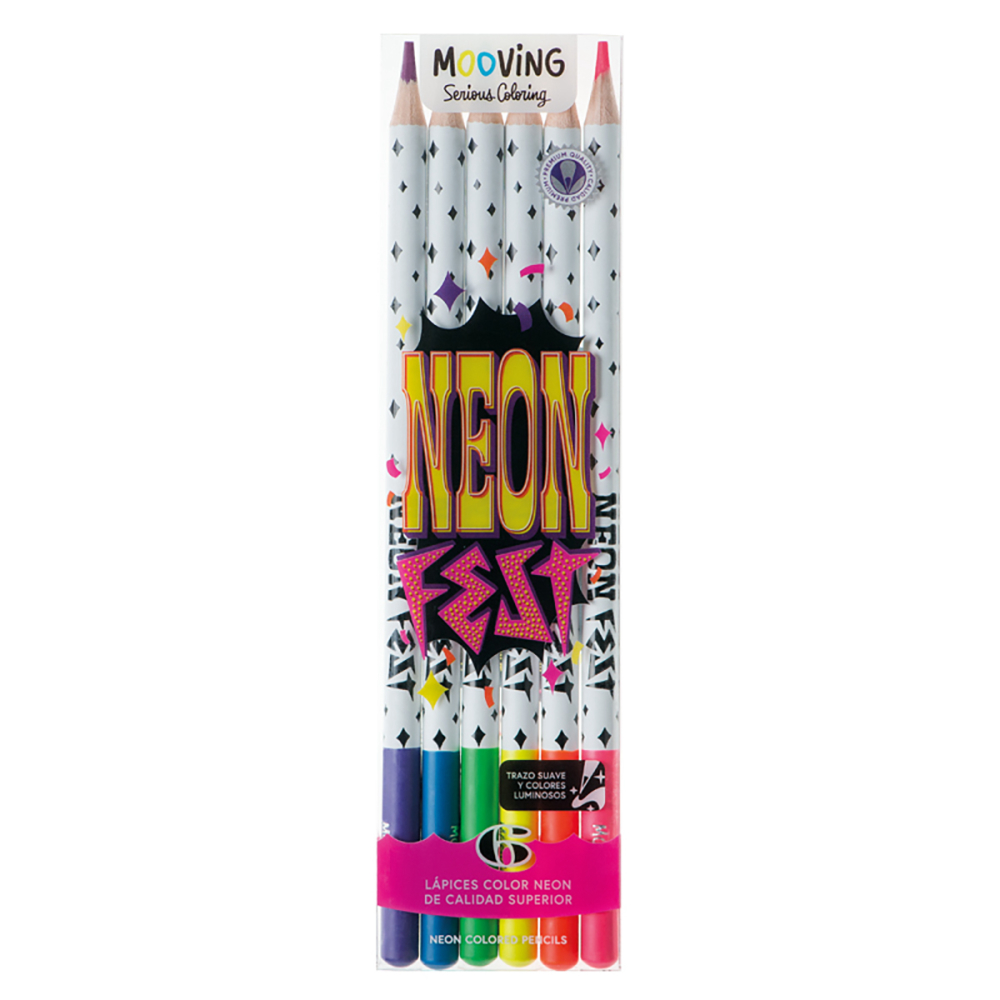 Lapiz color estuche 6 colores neon Premium