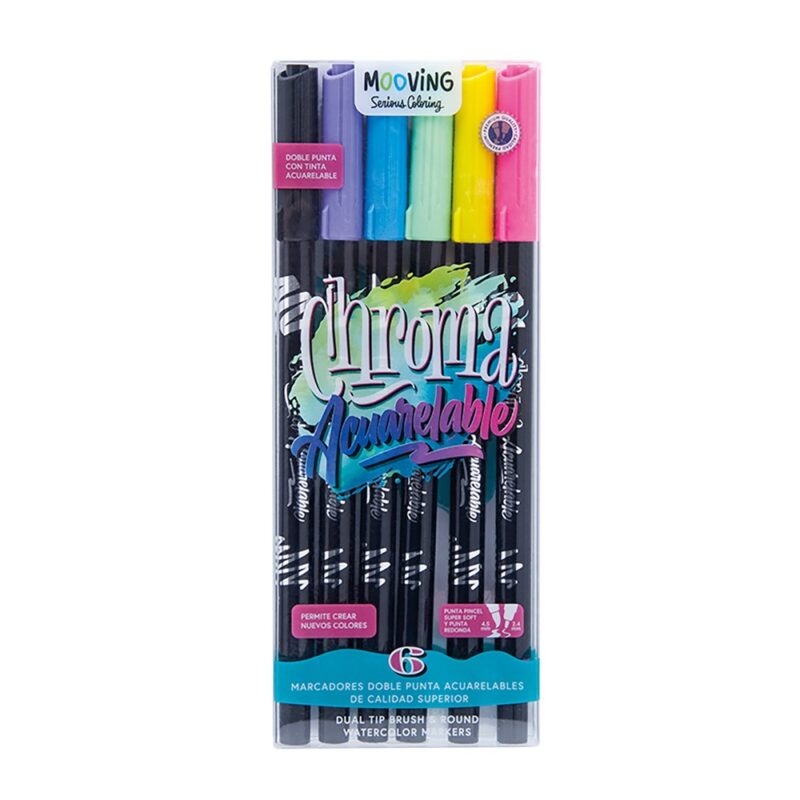 Estuche 6 brush doble punta acuarelables