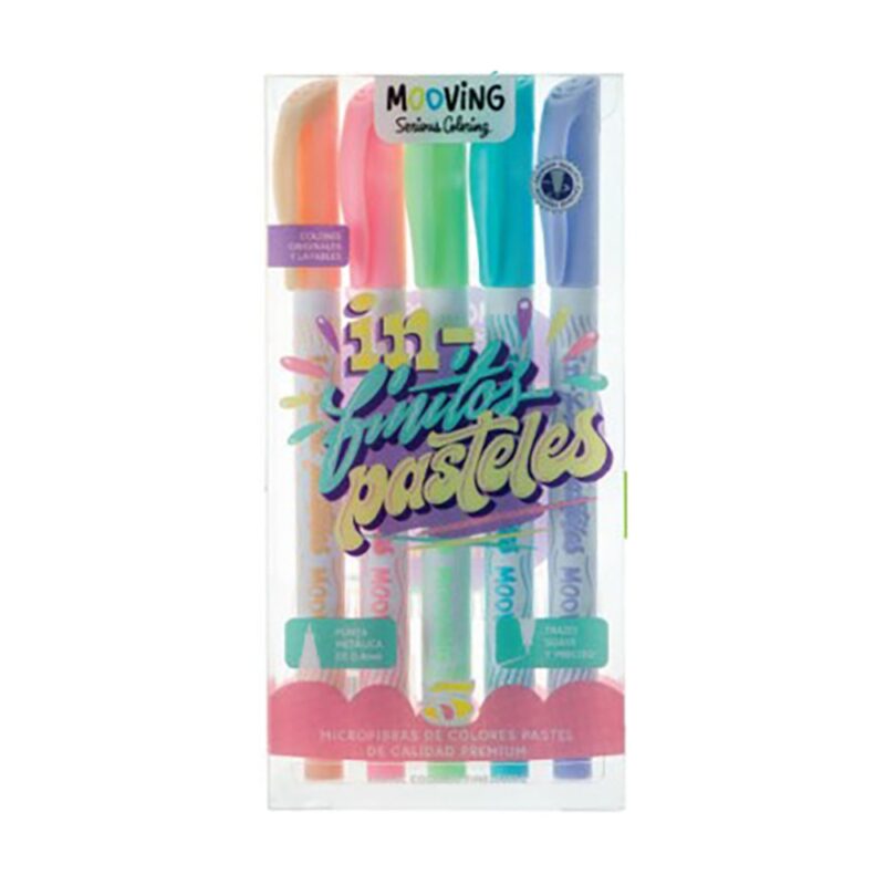 Estuche 5 tiralineas colores pastel surtidos Premuim