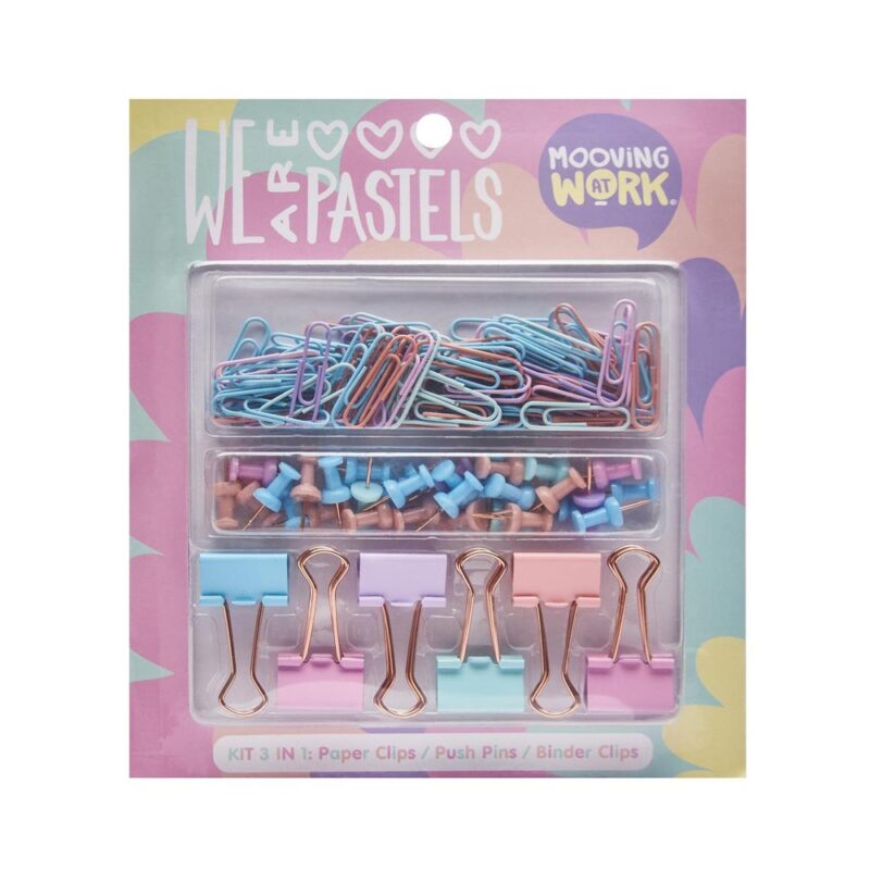 Set Clips-Apretadores-Push Pins colores pastel rose