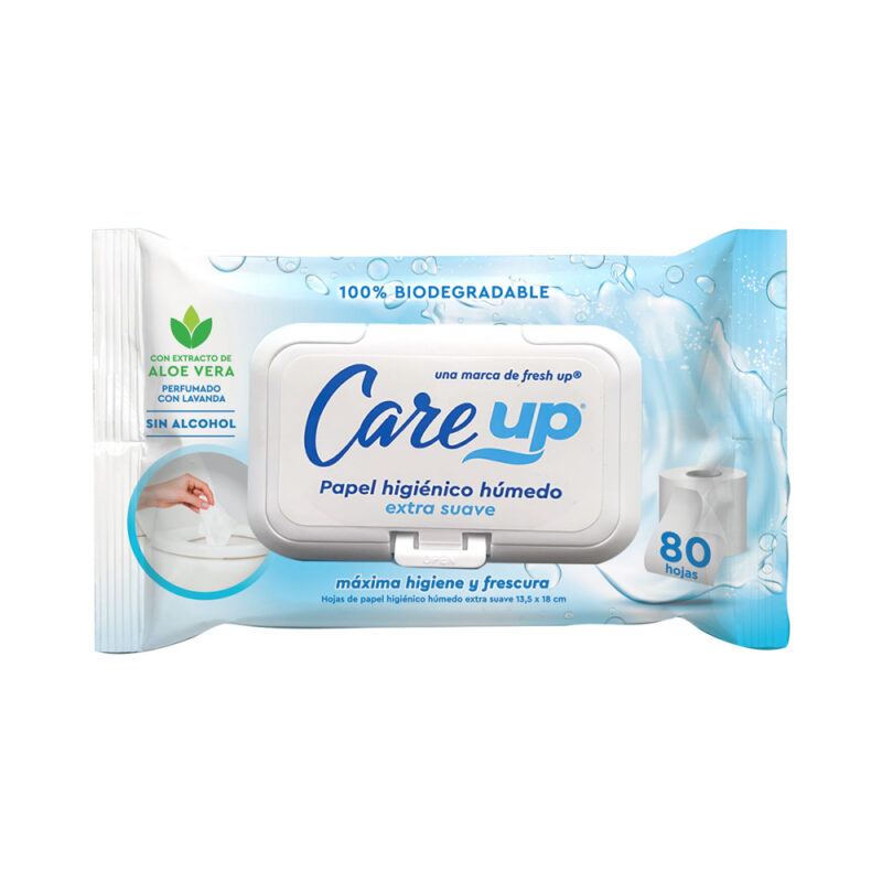Papel higienico humedo Care Up x80ud con tapa