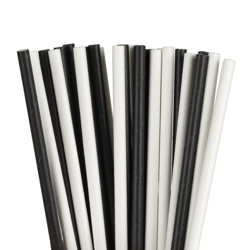 Bombilla papel blanco y negro 100 ud