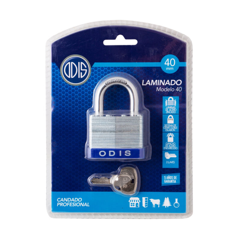 Candado laminado Odis 40mm acero zincado blister