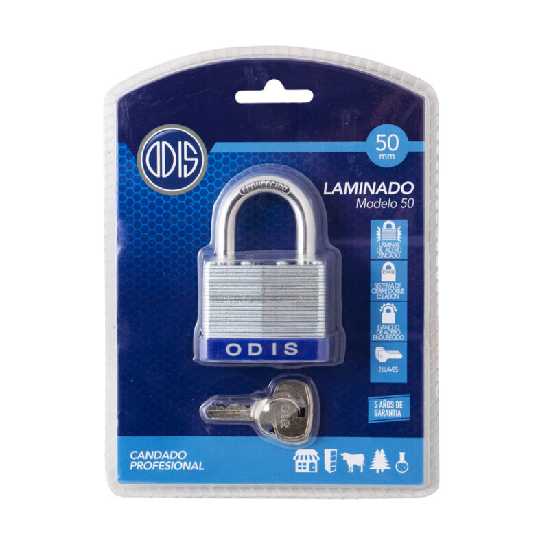 Candado laminado Odis 50mm acero zincado blister