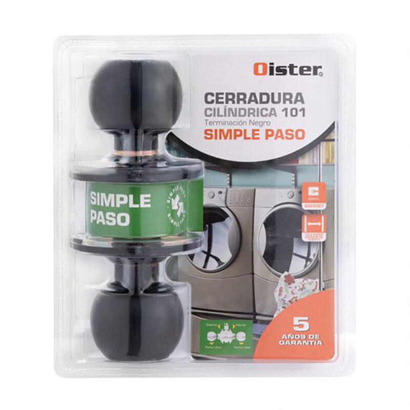 Cerradura cilindrica Oister 101 simple paso negro bt
