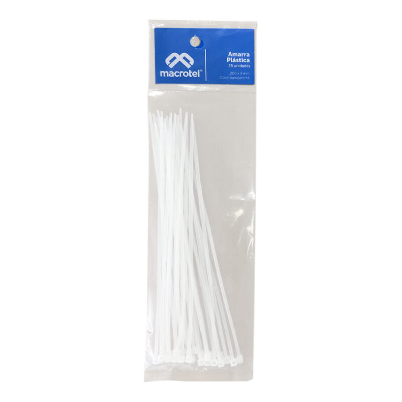 Amarra plastica trasp. macrotel 200x2,5mm 25un.