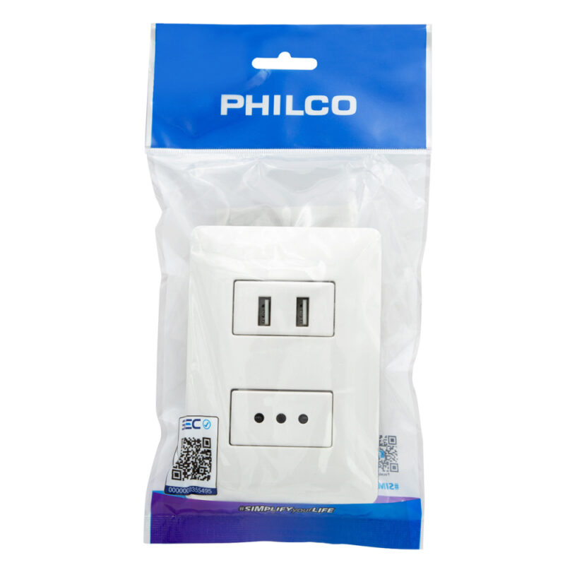 Enchufe para muro simple c/USB 2.1A 250V 10A