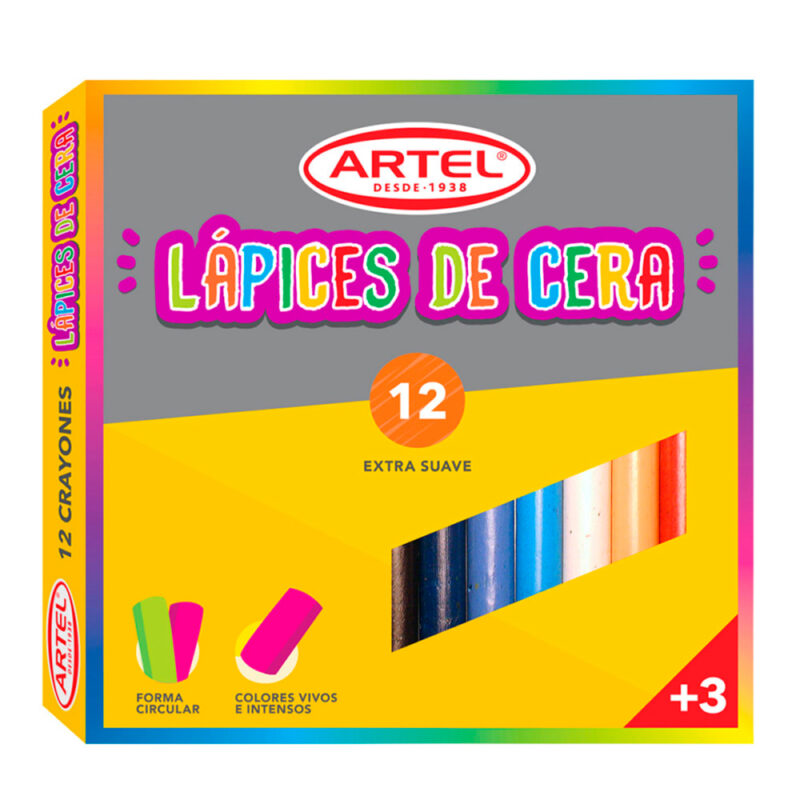 Lapiz cera 12 colores Artel