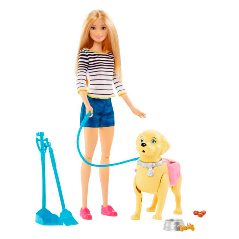 Muñeca Barbie paseo de perritos x 1ud