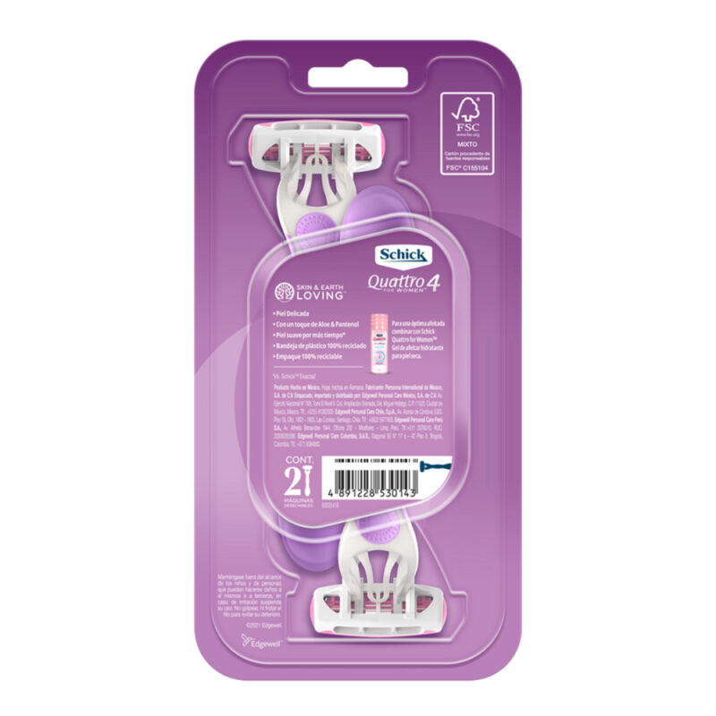 Maquina de afeitar Quattro4 women piel delicada blister 2ud