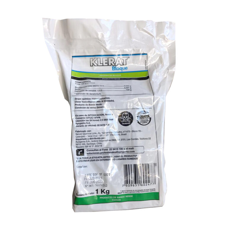 Raticida Klerat bloque 20g x 10K