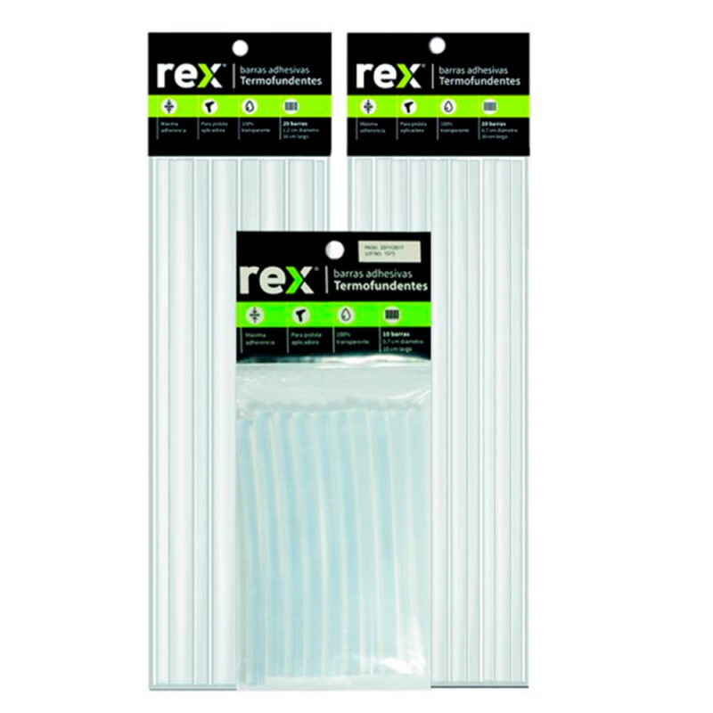 Barras de silicona Rex 0,7cm x 30cm bolsa 20ud