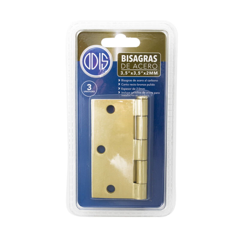 Bisagra acero Odis Bronce 3,5xx3,5"x2.0mm canto recto x3