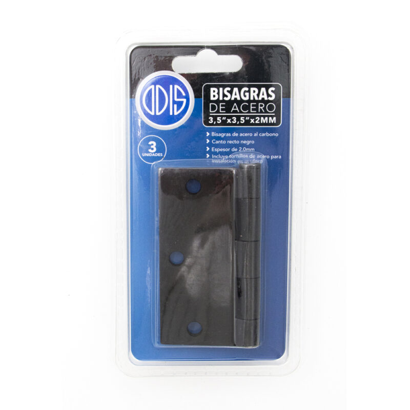 Bisagra acero Odis Negro 3,5x33,5"x2.0mm canto recto x3