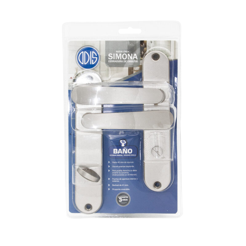Cerradura Embutir Odis Simona 7040 Set Baño Niquel Satin