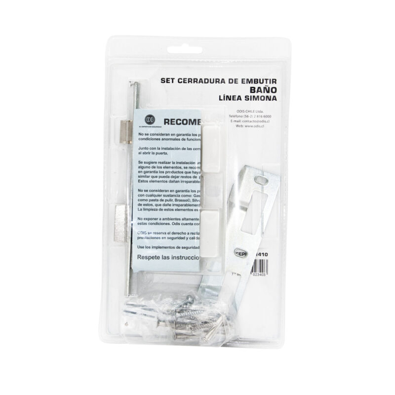 Cerradura Embutir Odis Simona 7040 Set Baño Niquel Satin