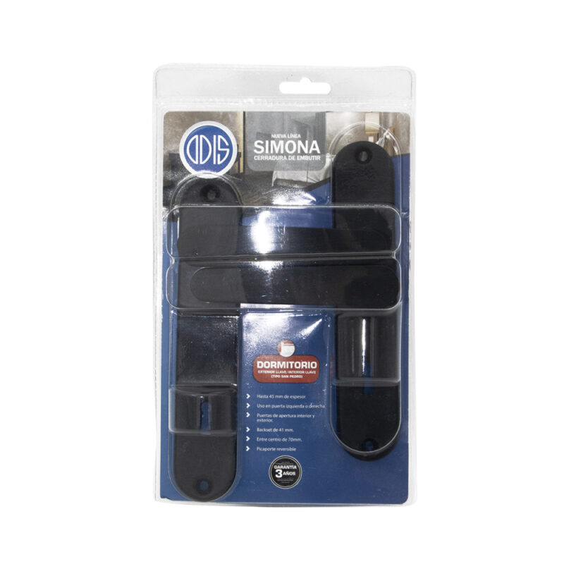 Cerradura Embutir Odis Simona 7040 Set Dormitorio Negra