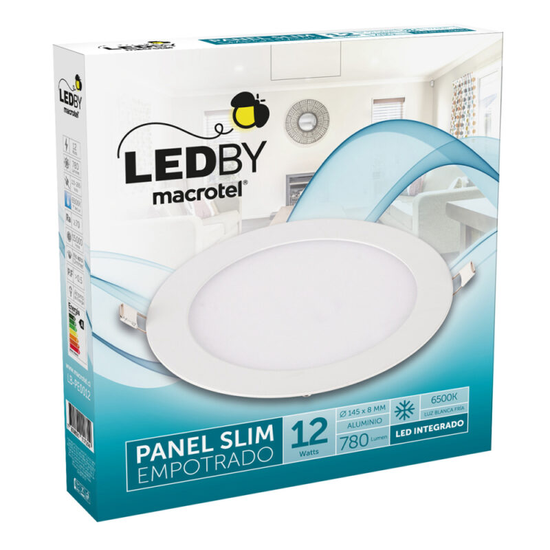 Panel Slim empotrado 12W aluminio Led By